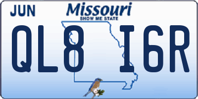 MO license plate QL8I6R