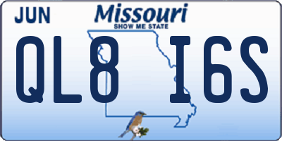 MO license plate QL8I6S