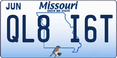 MO license plate QL8I6T