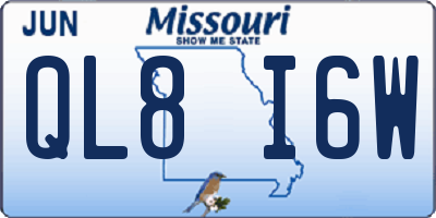 MO license plate QL8I6W