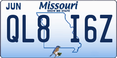 MO license plate QL8I6Z