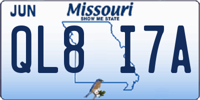 MO license plate QL8I7A