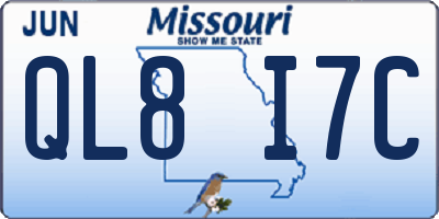 MO license plate QL8I7C