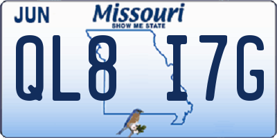 MO license plate QL8I7G