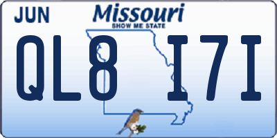 MO license plate QL8I7I