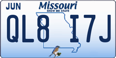 MO license plate QL8I7J