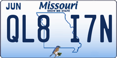 MO license plate QL8I7N