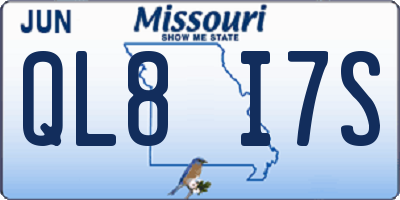 MO license plate QL8I7S