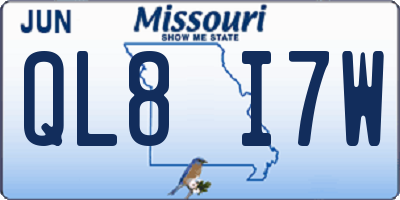MO license plate QL8I7W
