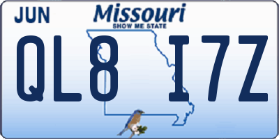 MO license plate QL8I7Z