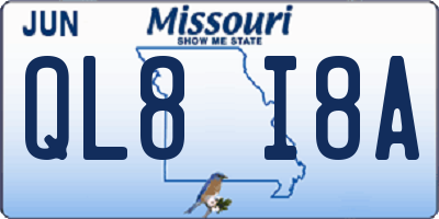 MO license plate QL8I8A