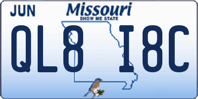 MO license plate QL8I8C