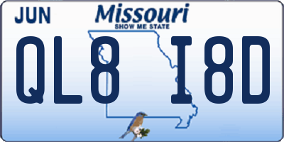 MO license plate QL8I8D