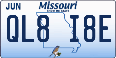 MO license plate QL8I8E