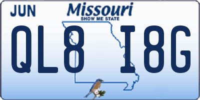 MO license plate QL8I8G