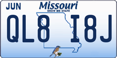MO license plate QL8I8J
