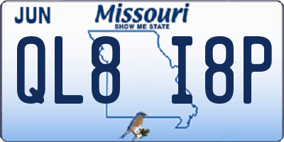 MO license plate QL8I8P