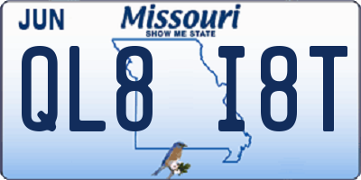 MO license plate QL8I8T