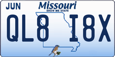 MO license plate QL8I8X