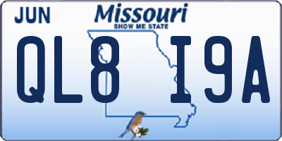 MO license plate QL8I9A
