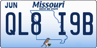 MO license plate QL8I9B