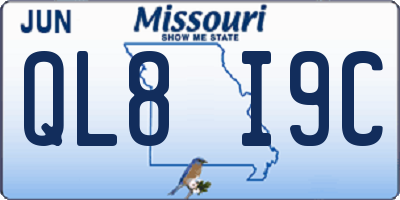 MO license plate QL8I9C