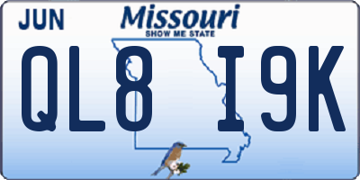 MO license plate QL8I9K