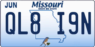 MO license plate QL8I9N