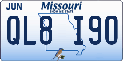 MO license plate QL8I9O