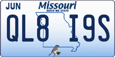 MO license plate QL8I9S