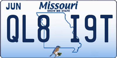 MO license plate QL8I9T