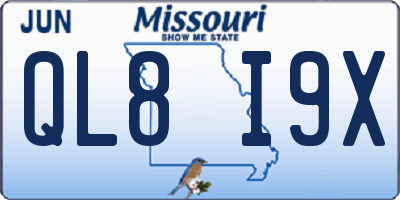 MO license plate QL8I9X