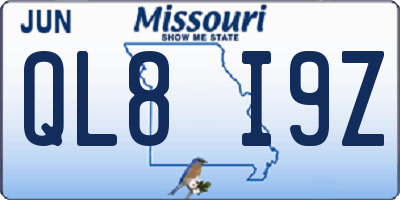 MO license plate QL8I9Z
