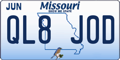 MO license plate QL8J0D