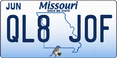 MO license plate QL8J0F