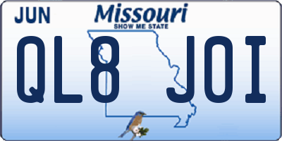 MO license plate QL8J0I
