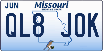 MO license plate QL8J0K