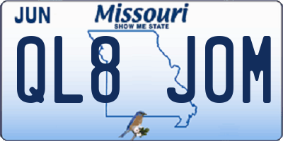MO license plate QL8J0M
