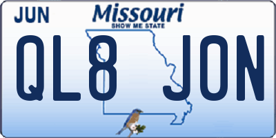 MO license plate QL8J0N