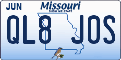 MO license plate QL8J0S