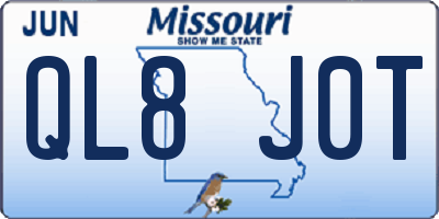 MO license plate QL8J0T