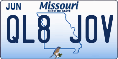 MO license plate QL8J0V