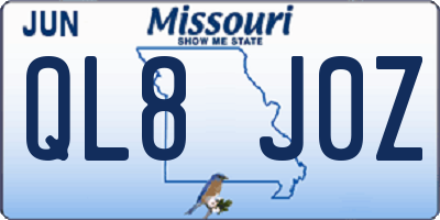 MO license plate QL8J0Z