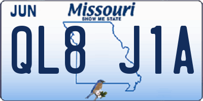 MO license plate QL8J1A