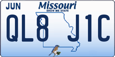 MO license plate QL8J1C