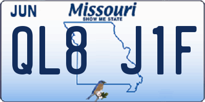 MO license plate QL8J1F