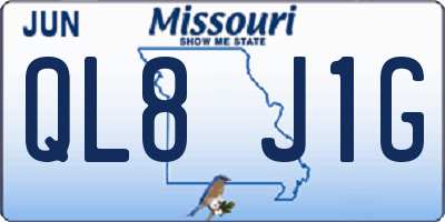 MO license plate QL8J1G
