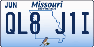 MO license plate QL8J1I