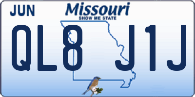 MO license plate QL8J1J