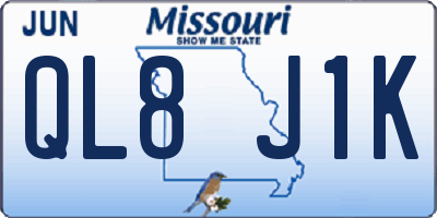 MO license plate QL8J1K